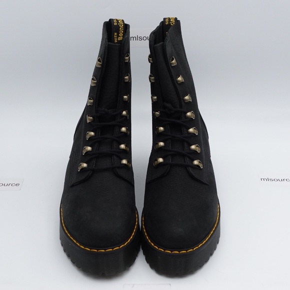 NEW Dr. Martens Leona Platform Boots 32215001 Black Nubuck - Picture 4 of 9